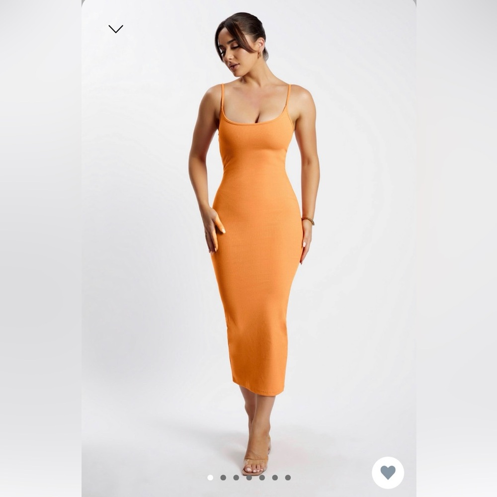 Orange Meshki Midi Dress
